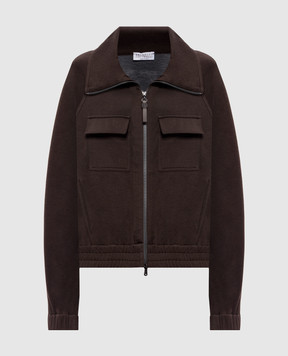 Brunello Cucinelli Коричнева спортивна куртка з шовком MP828B2B06