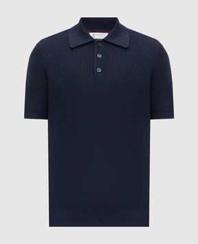 Brunello Cucinelli Синее поло с льном M2L707715