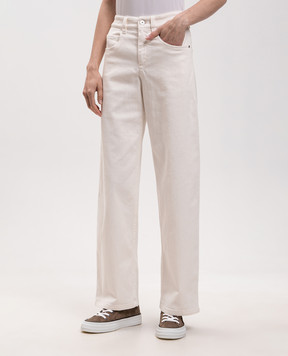 Brunello Cucinelli Джинси кольору айворі з ланцюжком моніль MP137P4021
