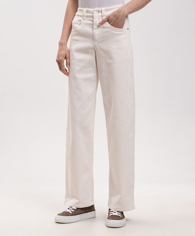 Brunello Cucinelli Джинсы цвета айвори с цепочкой мониль MP137P4021 изображение 3