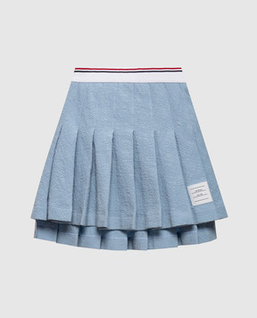 Thom Browne Голубая юбка-плиссе с нашивкой логотипа FJK155AJ0194
