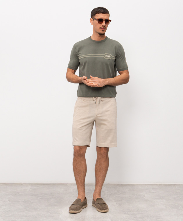 Stefano Ricci Футболка цвета хаки с шелком K818119G10F26285 изображение 2