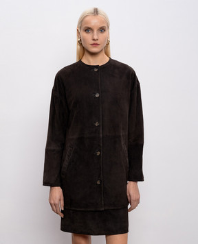 Loulou de Saison Темно-коричневое замшевое пальто WAREN WAREN