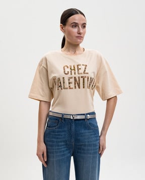 Valentino Сріблястий шкіряний ремінь Vlogo Signature 8W2T0SM7XUC