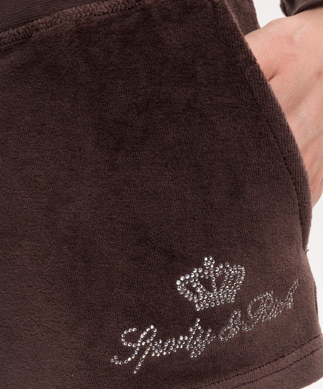 Sporty & Rich Коричневые велюровые шорты Juicy SH057716689BR03 изображение 5