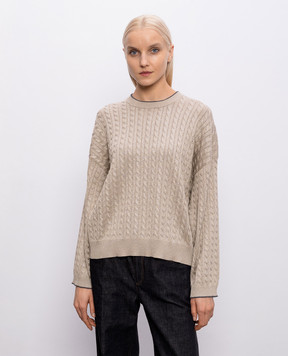 Brunello Cucinelli Бежевый джемпер в узор с люрексом MAZ226110P