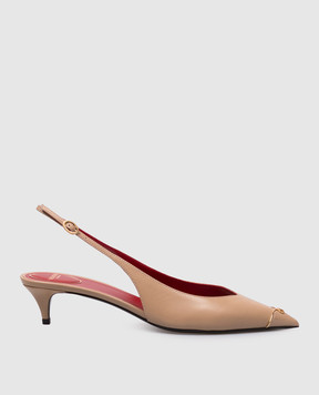 Valentino Коричневые кожаные слингбеки с логотипом VLogo 9W2S0QB8YEA