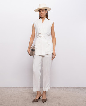 Brunello Cucinelli Белый жилет на запах с льном MH1267754