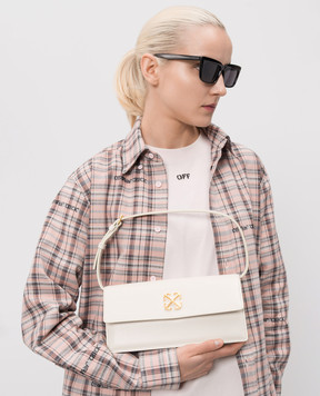 Off-White Шкіряна сумка Jitney 1.0 кольору айворі з емблемою Arrow OWNN172C99LEA001
