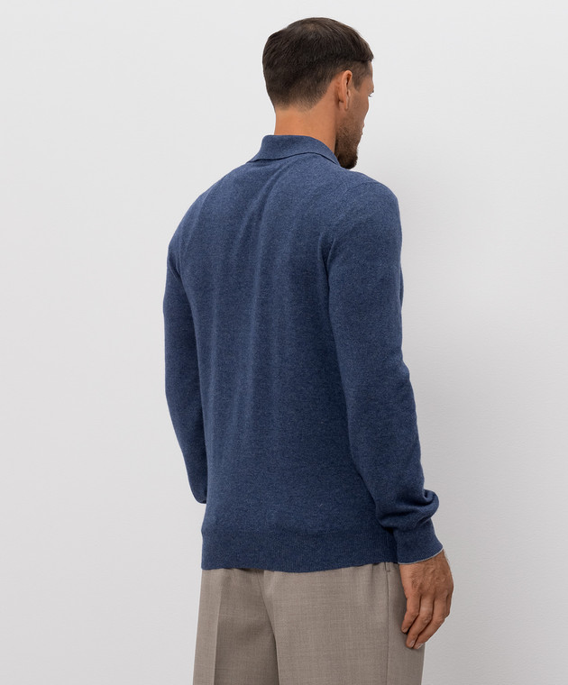 Brunello Cucinelli Поло синего цвета из кашемира M2200295 изображение 4