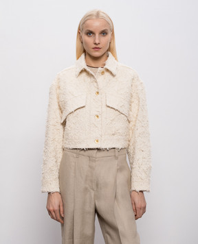 Brunello Cucinelli Джинсовая куртка цвета айвори с цепочкой мониль ML1217771