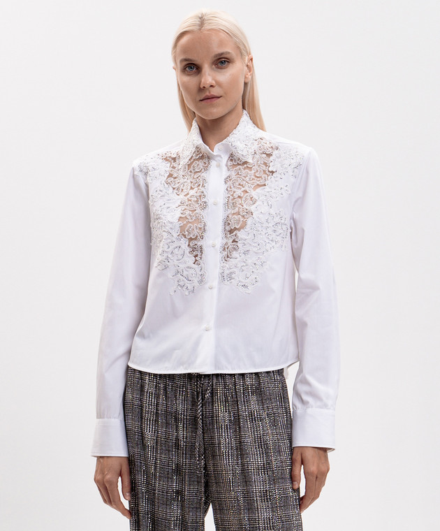 Ermanno Scervino Белая рубашка с кристаллами D492K311APCTBQP изображение 3