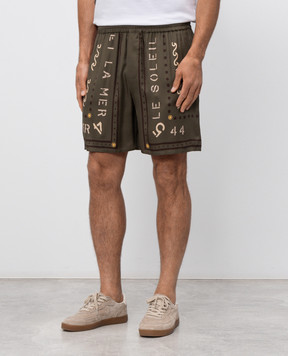 Balmain Шорты цвета хаки с принтом GH0PA145VI82