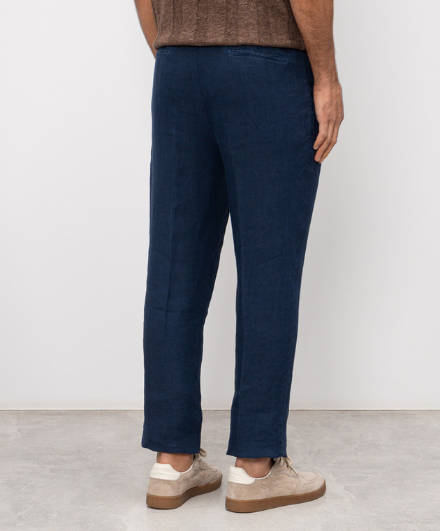Brunello Cucinelli Синие брюки из льна M243DE1450 изображение 4