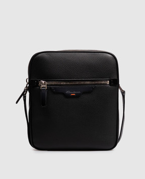 Santoni Черная кожаная сумка с логотипом UIBBA2913ENAITB