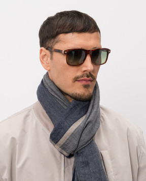 Brunello Cucinelli Коричневые солнцезащитные очки Intarsia Rays MOCPATTS13