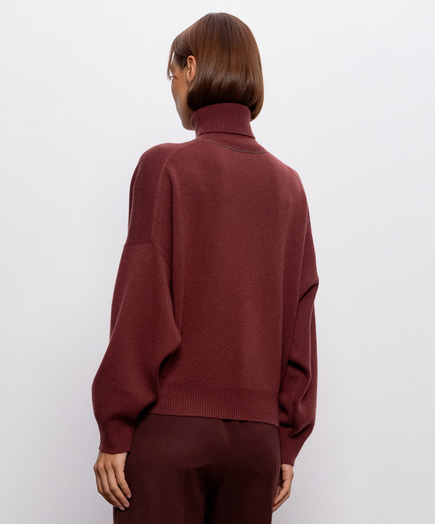 Brunello Cucinelli Бордовий светр з кашеміру M12744403P зображення 3