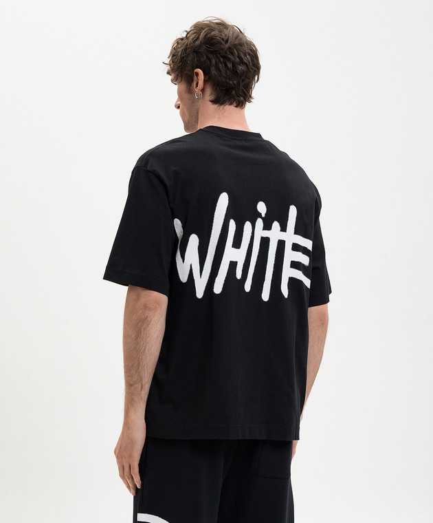 Off-White Черная футболка с принтом логотипа Spray 44MAA120S26J00L изображение 4