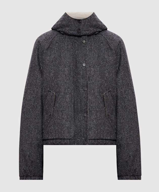 Brunello Cucinelli Серая пуховая куртка с шерстью MD0023657