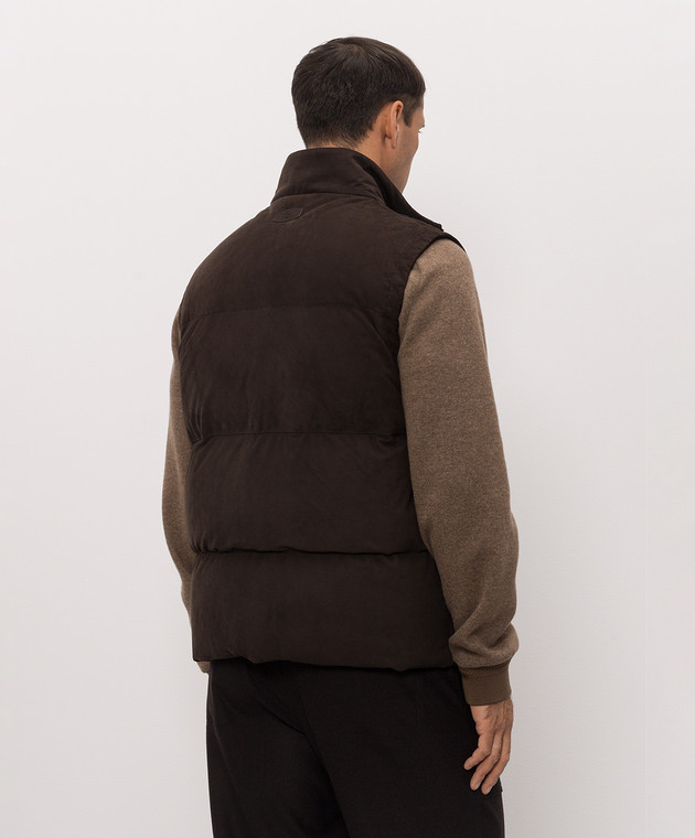 Brett Johnson Коричневый пуховый жилет из нубука FW26L1NUCAC изображение 4