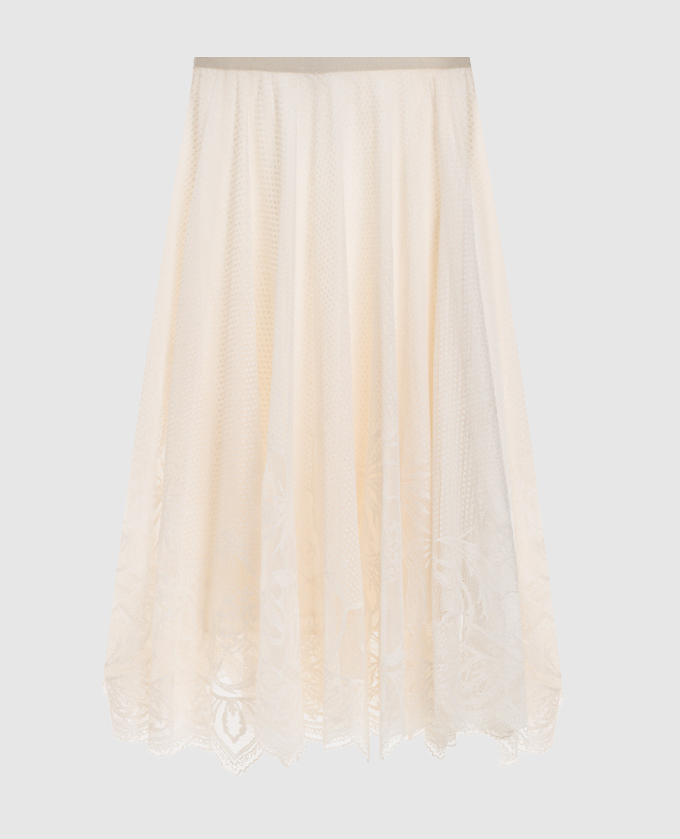 

Юбка цвета айвори в кружево, Бежевый, Юбки-а-силуэта