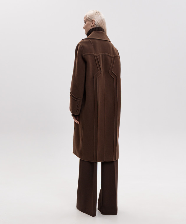 Ermanno Scervino Коричневе двобортне пальто з вовни D496D316ZBG зображення 4