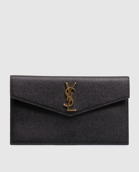 Saint Laurent Черный кожаный клатч UPTOWN 5657391GF0J