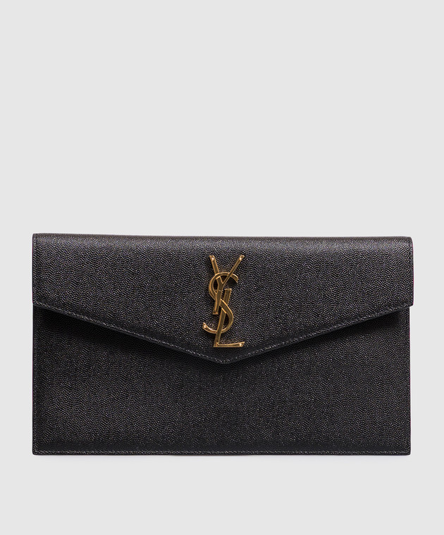 Saint Laurent Черный кожаный клатч UPTOWN 5657391GF0J