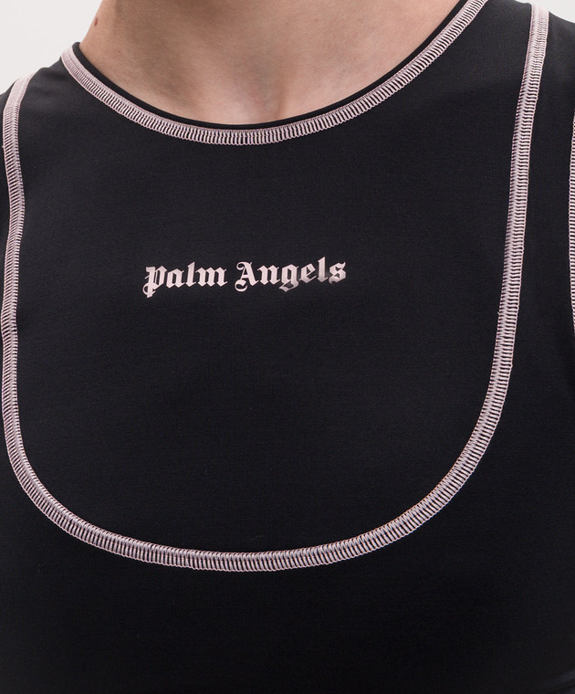 Palm Angels Чорний топ з принтом логотипа PWVO022S26FAB001 зображення 5