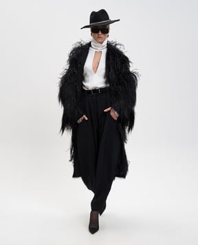 16Arlington Черное пальто Azra с перьями страуса C080AW2501