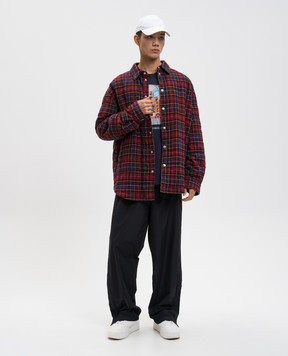Off-White Бордова куртка в стилі сорочки в клітинку 44MES01AF5F002