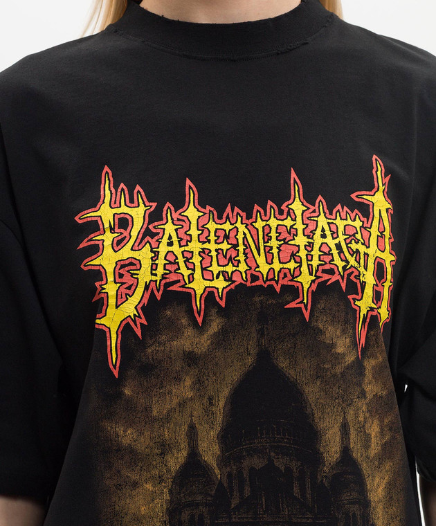 Balenciaga Чорна футболка Sacré Cœur 764235TUVE4 зображення 5