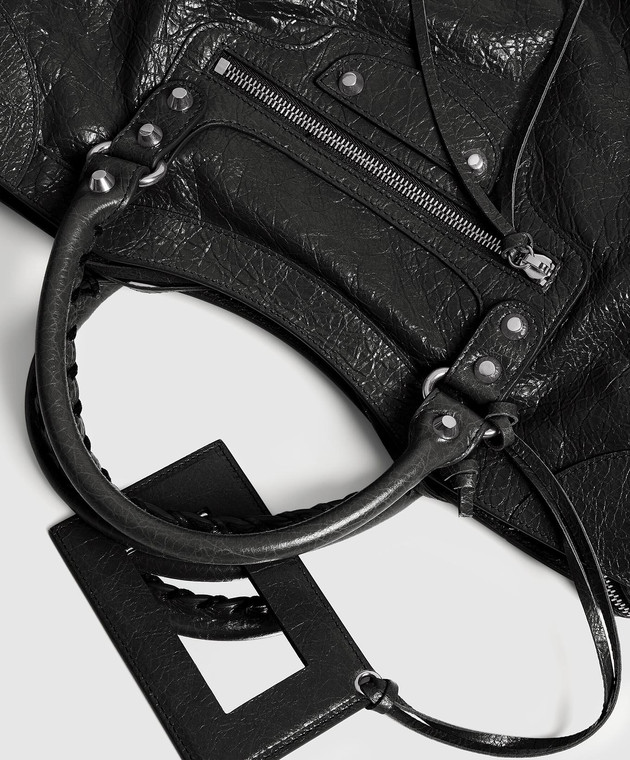 Balenciaga Черная кожаная сумка-тоут Le City 8657602ACLR изображение 4