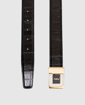 Saint Laurent Черный кожаный пояс Cassandre 732556EABCU