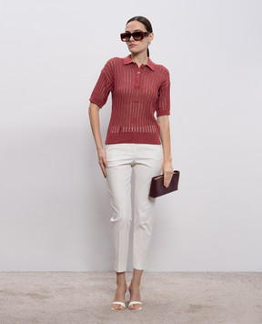 Peserico Бордове ажурне поло з паєтками A99081F0509110