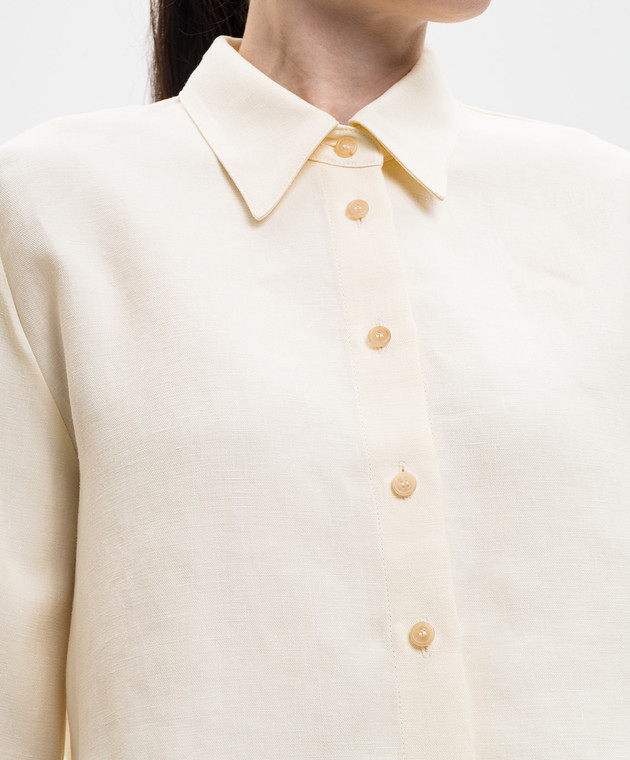 Khaite Желтая укороченная рубашка Fritz из льна 2464218 изображение 5