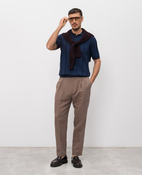 Brunello Cucinelli Синее поло в узор M29806305