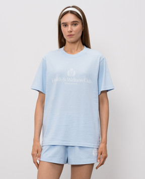 Sporty & Rich Блакитна футболка H&W Crest TO119710241BL90
