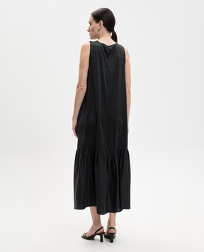 Asceno Чорна сукня Rhea із шовку з оборкою D043F01C01