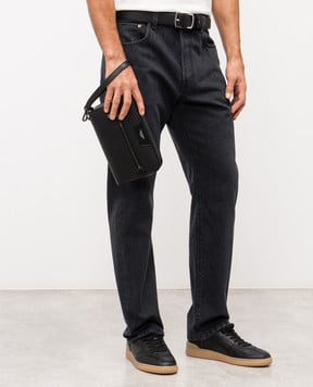 Serapian Чорний шкіряний клатч з тисненням монограми SRSTSMML720223ACG2