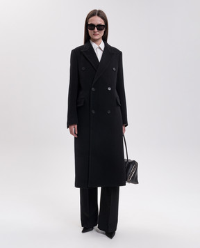 Fendi Черное двубортное пальто FF6204B1HM