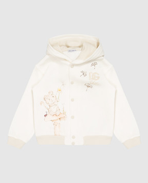 Dolce&Gabbana Дитяча спортивна куртка кольору айворі з принтом L1JWNYG7P8J