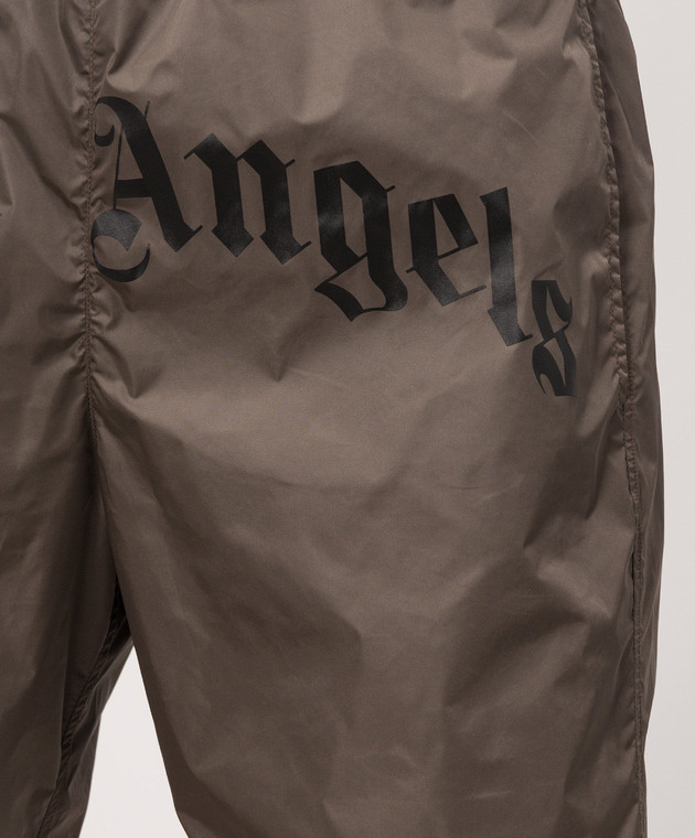 Palm Angels Коричневі шорти для плавання з принтом логотипа PMFD018S26FAB001 зображення 4