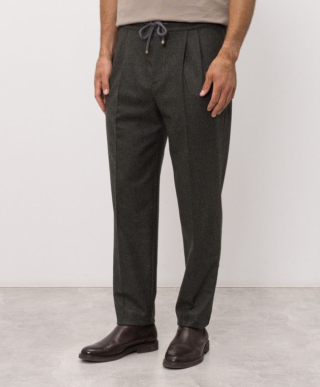Brunello Cucinelli Темно-зелені штани з вовни M038PE1710 зображення 3