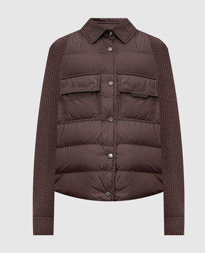 Brunello Cucinelli Коричнева пухова куртка з ланцюжком моніль MD5987696P
