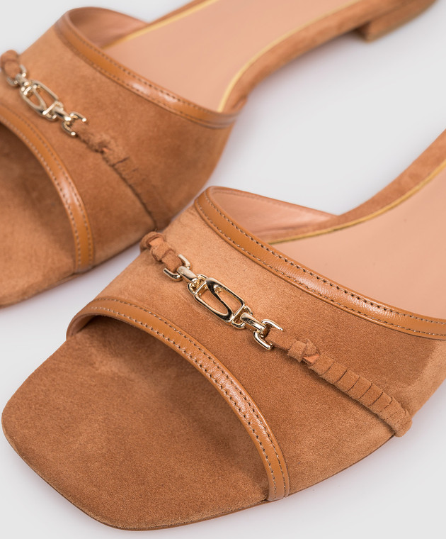 Santoni Коричневі замшеві шльопанці з монограмою логотипа WHTY72129HD1NULD зображення 5
