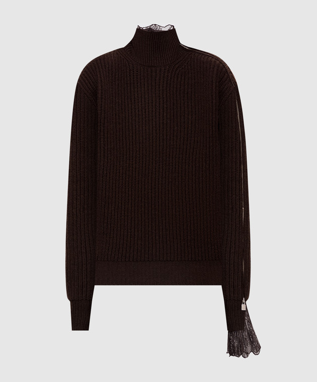 Giuseppe Di Morabito Milano Коричневый свитер из шерсти с кружевом 07PFKNT41316759