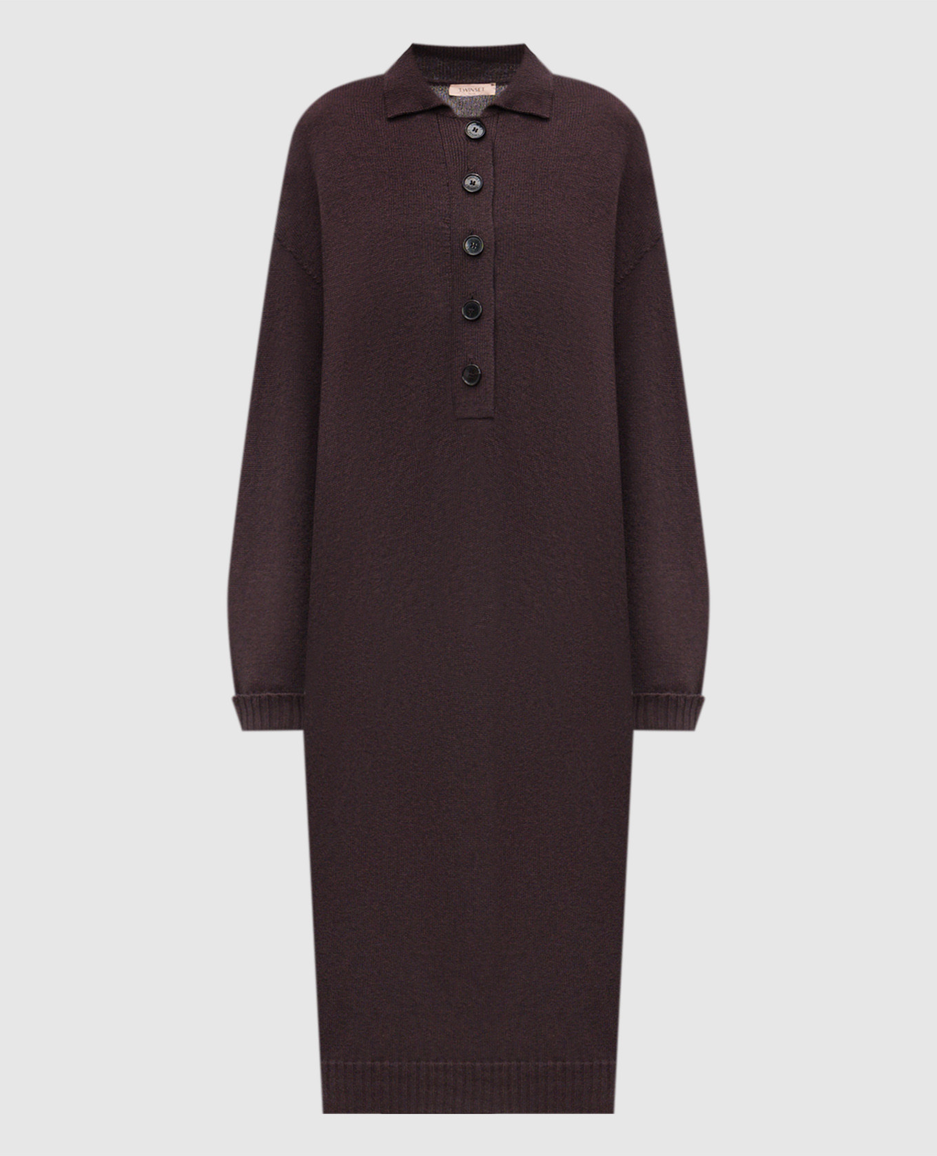 

Коричневое платье миди с шерстью, Коричневый, Повседневные платья