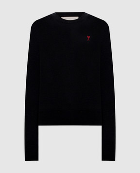 Ami Paris Чорний джемпер з вовни Ami de Coeur FKS826001