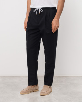 Brunello Cucinelli Темно-синие брюки с льном MH255E1710